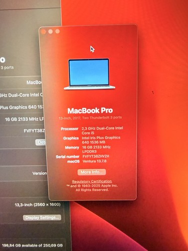Apple macbook pro 2017 i5 - pro, 13"