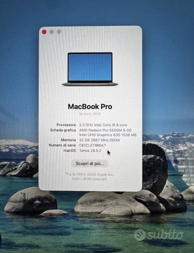 Apple macbook pro 2019 i9 - macbook, 16"
