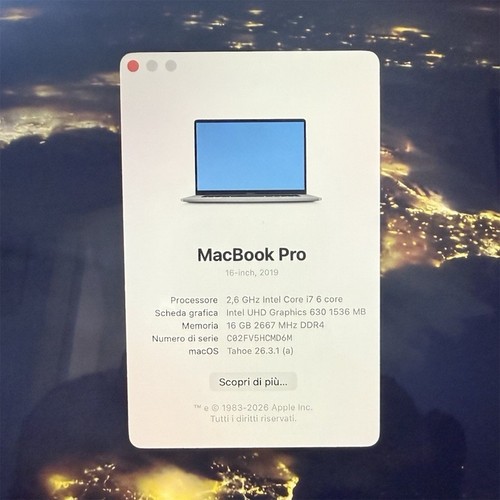 Apple macbook pro 2019 i7 - 16",